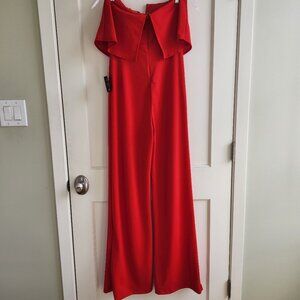 Lulus Red Strapless Wide Leg Jumpsuit NWT Formal Evening Jumpsuit Size L